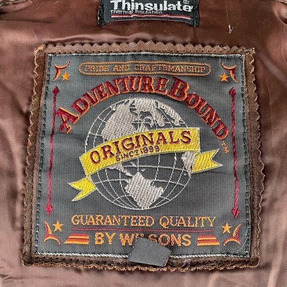 Vintage Wilson’s Adventure Bound Hooded Green Leather Jacket Size M - Picture 9 of 14